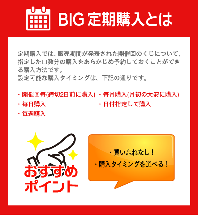 定期購入するとMEGA BIG100口が当たる！