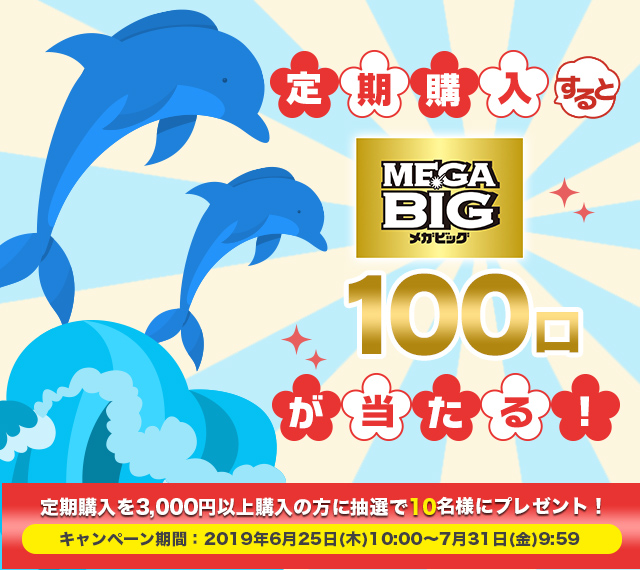 定期購入するとMEGA BIG100口が当たる！